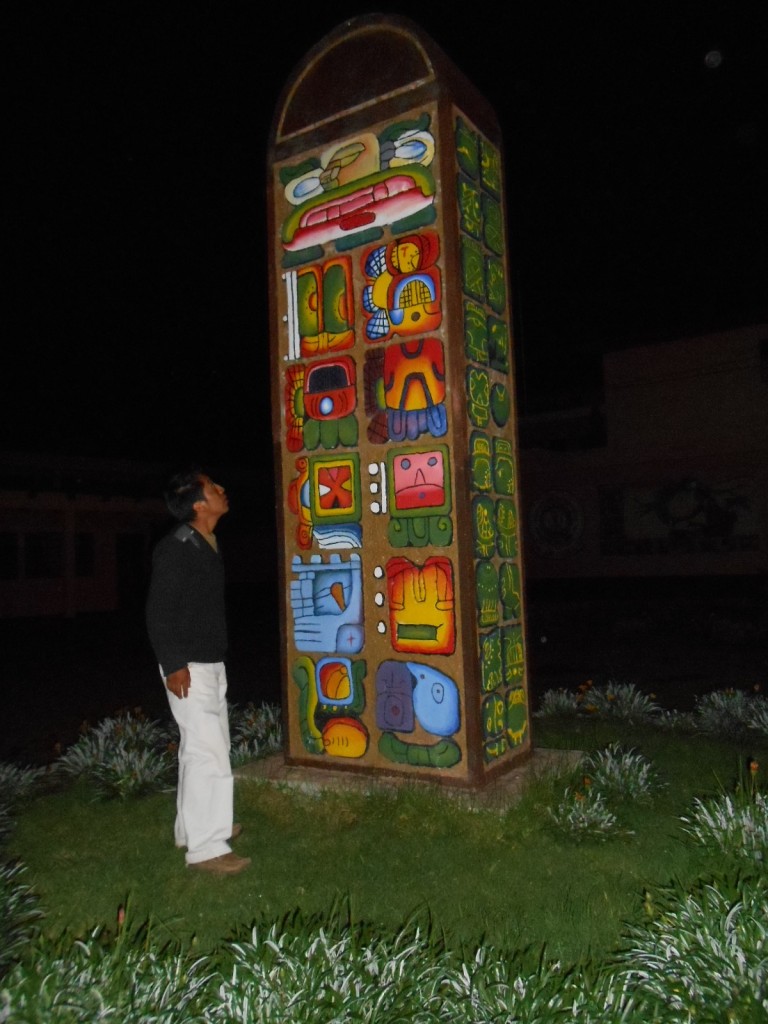 A night time trip to a school in the western highlands rewarded us with a spectacular and innovative display of Maya glyphs.