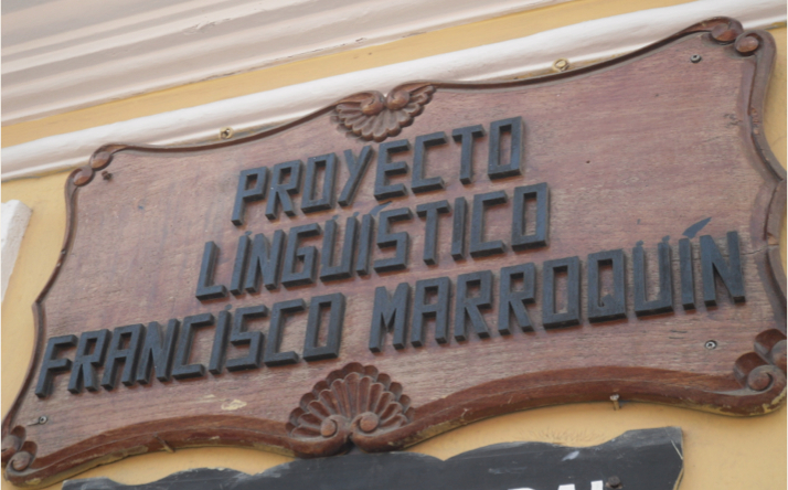 Oficinas de la Fundación Proyecto Lingüístico Francisco Marroquín, en Antigua, Guatemala.