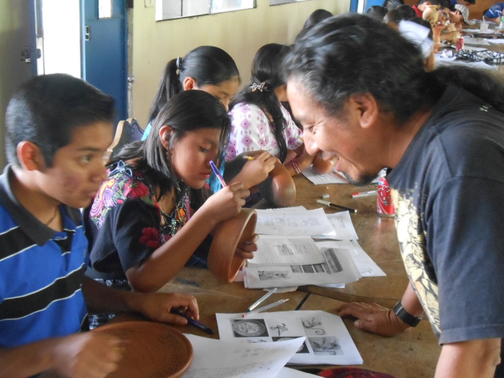 Maya epigrapher Waykan Benito teaches glyphs using pottery as a medium. Supplies for this workshop were purchased using a grant from MAM. Thank you dear readers.