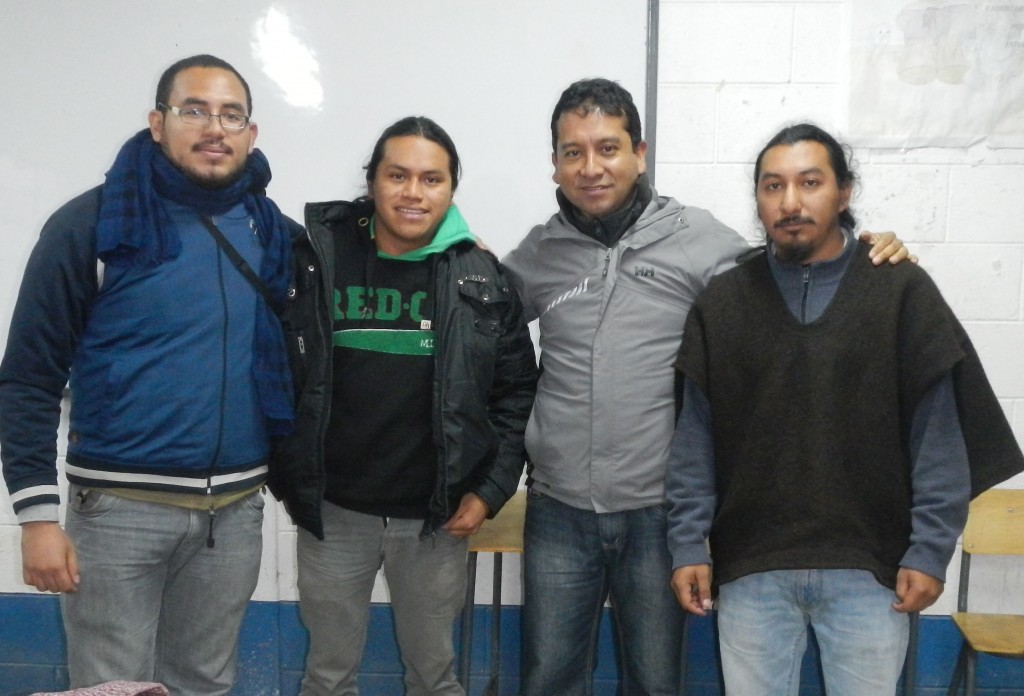 Organizers and instructors (left to right): Alejandro Garay, Kaxho, Igor Xoyon, and B’alam Sotz’.