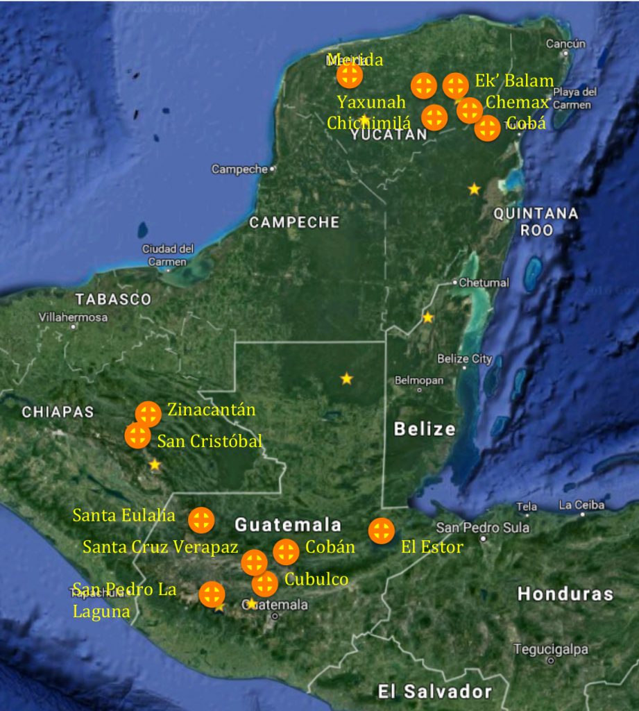 Map of locations where mini-grant recipients are located