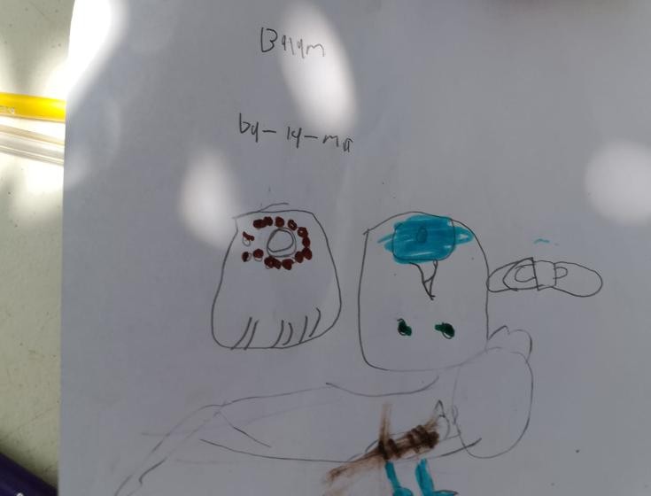 A drawing of a bird

Description automatically generated